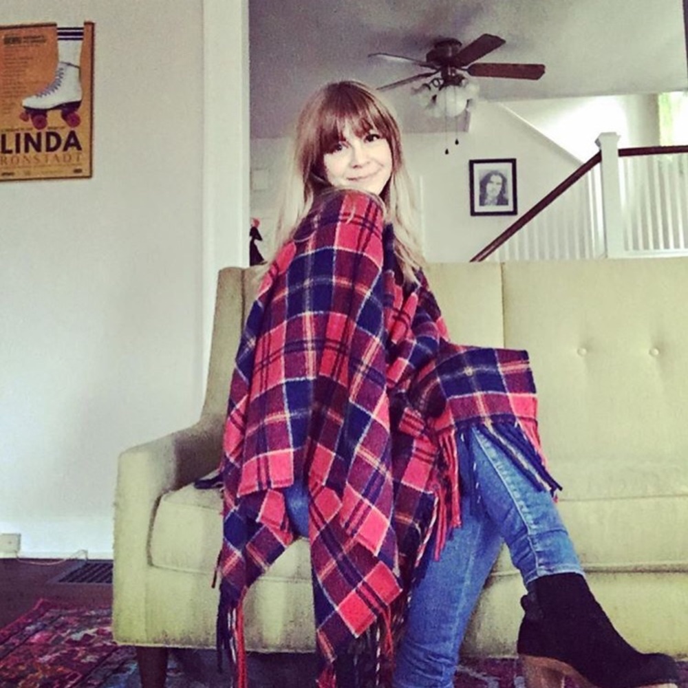 Vintage Pendleton zipper poncho. Tartan pattern.